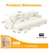 Plush Corduroy 4 Seat Sofa, Modern Comfy Upholstered Sofa Cloud Couch, Deep Seat Couches With Soft Pillows And 3 Ottomans, Convertible Sofa Lounge Chair, For Living Room, Apartment, Office - Beige - Image 3
