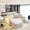 Plush Corduroy 4 Seat Sofa, Modern Comfy Upholstered Sofa Cloud Couch, Deep Seat Couches With Soft Pillows And Movable Ottoman, Convertible Sofa Lounge Chair, For Living Room, Apartment, Office - Beige - Image 4