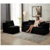 Multi Functional Sectional Sofa Bed With Independent Chaise Lounge And Functional Blanket - Black - Image 6