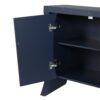 Refined Industrial 4 Door Credenza With Wooden Arc Legs & Bronze Clasps, Advanced Storage Design - Navy Blue - Image 8