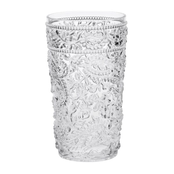 Paisley - Acrylic Glasses (Set of 4) Hi Ball, Bpa Free,Plastic Drinkware, 17Oz - Clear