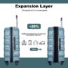 Expandable 3 Piece Luggage Sets Pc Lightweight & Durable Suitcase With Two Hooks, Spinner Wheels, Tsa Lock, (21/25/29) - Dark Green - Image 6