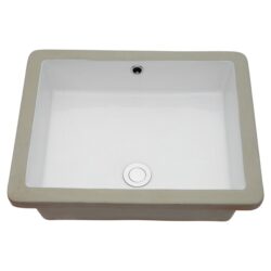 20" X 15.5" Modern Rectangular Undermount Bathroom Sink With Overflow Ceramic - White
