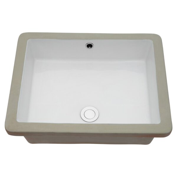 20" X 15.5" Modern Rectangular Undermount Bathroom Sink With Overflow Ceramic - White