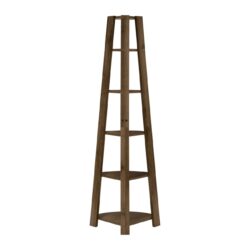 Bookshelf, Bookcase, Etagere, Corner, 5 Tier, For Office, Contemporary & Modern - Walnut