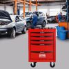Rolling Metal Tool Chest With 5 Drawers, 20" Steel Storage Cabinet With Ball Bearing Slides - Red / Black - Image 2