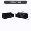 Oversized Deep Seat Luxury 2 Piece Sofa Set, Modern Chenille Comfy Cloud Couches For Living Room Office - Black - Image 3