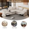 Power Recliner Corner Sofa Home Theater Reclining Sofa Sectional Couches With Storage Box, Cup Holders, USB Ports And Power Socket For Living Room - Beige - Image 10