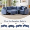L Shaped Convertible Sofa Bed With Pull Out Bed, Cup Holders, And Storage Space - Blue - Image 6