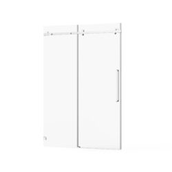 Frameless Shower Door, Sleek Silent Sliding Glass Door, Tempered Glass, 48" X 72" - Chrome