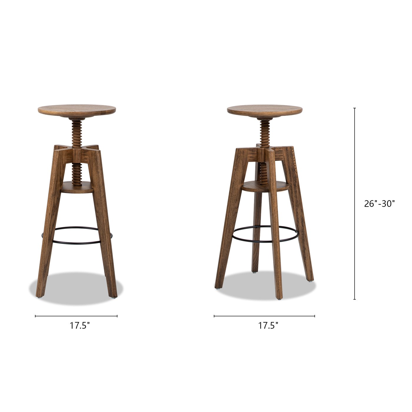 Spencer - Minimalist Oak Adjustable Bar Counter Stool - Walnut Brown Oak - Image 6