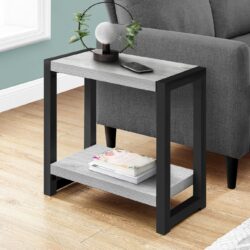 Accent Side Table, Narrow, Small, 2 Tier, Contemporary & Modern - Gray