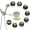 Multi Function Dual Shower Head 4.7" Rain Showerhead & 8 Function Hand Shower System - Brushed Nickel - Image 7
