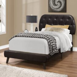 Twin Size Bed, Teen, Upholstered, Transitional - Brown