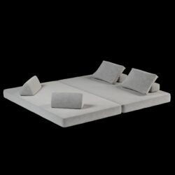 Multifunctional Convertible Sofa Bed With 2 Tumbler Backrests And 2 Pillows, Diy Modern Upholstered Couch - Light Gray