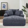 Cloudline - Oversized Chaise Lounge Chair In Soft Corduroy, Modern Comfy Couch With Full Foam Cushioning, Cozy Sleeper Sofabed For Living Room - Gray - Image 4
