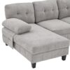 U Shaped Sectional Sofa Couch With Dual Chaise Lounges, Storage Pockets And Armrest Pillows - Gray - Image 17