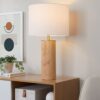 Cylinder - Ash Contemporary Table Lamp - Ash / Antique Brass / White - Image 5