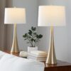 Diana - Contemporary Metal Table Lamp (Set of 2) - White / Gold - Image 5