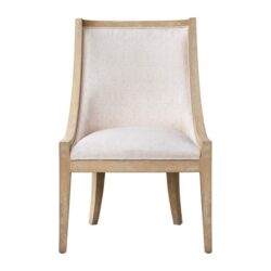 Upholstered Dining Chair With Nailhead Trim - Beige / Natural