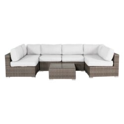 6 Seat Rattan Outdoor Lounge Set Durable - Gray Mix