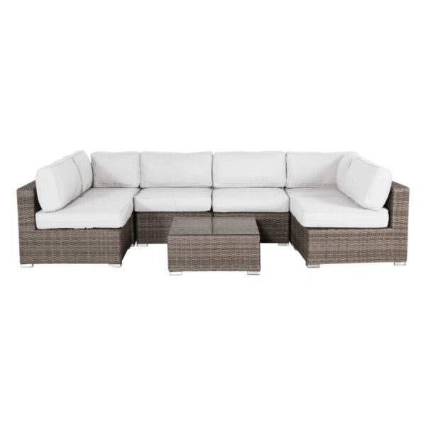 6 Seat Rattan Outdoor Lounge Set Durable - Gray Mix