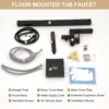 Freestanding Bathtub Faucet With Waterfall Tub Filler And Hand Shower - Matte Black - Image 9