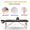 Massage Table Portable Massage Bed Lash Bed With Carrying Case Spa Table Height Adjustable, Salon Bed Face Cradle Bed - Black - Image 3