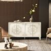 Mahal - Hand Painted Mandala Lacquered Sideboard - Ivory Off-White - Image 9