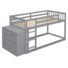 Twin Over Twin Classic Bunk Bed With 4 Drawers And 3 Shelves - Gray - Image 7