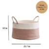 Francis - Cotton Round Laundry And Storage Basket - White / Brown - Image 3