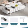 Lift Top Coffee Table With 2 Drawers, Multi Functional Adjustable Coffee Table With Hidden Storage Compartment For Living Room - White - Image 9
