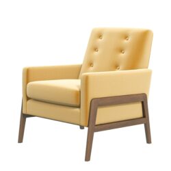 Cole - Solid Wood Lounge Chair - Yellow Fabric