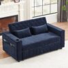 Pull Out Sofa Bed Convertible Couch Loveseat Sofa Modern Sleeper Sofa With Adjustable Backrest For Living Room - Blue - Image 11