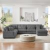 Modern Oversized U Shaped Sectional Sofa With Chaise Lounge - Dark Gray - Image 11