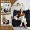 Bean Bag Chair With Armrests Oversized Comfy Beanbag Lounge Lazy Floor Sofa Accent Chair For Living Room - Black - Image 5