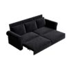 King Pull Out Sofa Bed, Chesterfield Sofa, 3 In 1 Velvet Convertible Sleeper Sofa With Nailhead Trim & Rolled Arm, Multi Functional Sofa Bed For Living Room, Bedroom, Apartment, Office - Black - Image 11
