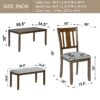 6 Pieces Kitchen Dining Set, Rectangular Wooden Dining Table With 4 Upholstered Chairs And A Bench - Walnut - Image 3