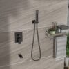Shower System With Waterfall Tub Spout, 10" Wall Mounted Square Shower System With Rough In Valve - Oil-Rubbed Bronze - Image 5