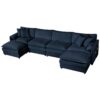 Modular Sectional Sofa, Oversized Deep Seat U Shaped Couch Set, 4 Seater Comfy Cloud Couches With Movable Ottomans, Chenille - Blue - Image 21