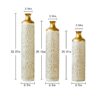 3 Piece Home Decoration Large Glazed Floor Vase Decoration Home Droplet Shaped - Gold / White - Image 3
