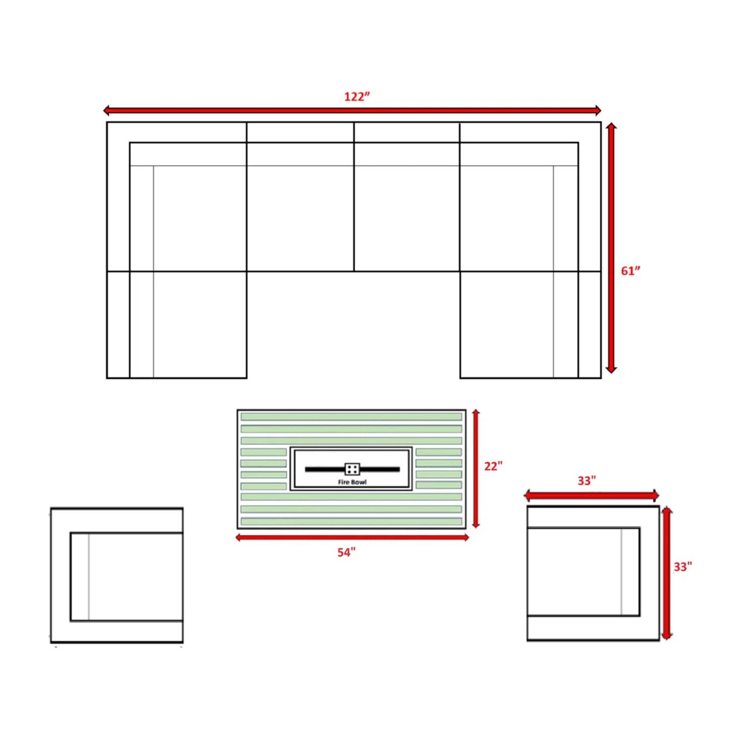 9 Piece Outdoor Sectional Set With Fire Pit Table And Cushions - Beige - Image 3