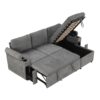L Shaped Convertible Sofa Bed With Storage, Cup Holders, USB Ports Chenille - Gray - Image 21