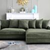 Luxe - Oversized 2 Piece Right Facing Sectional Couches For Living Room, L Shaped Sofa With Chaise - Dark Green - Image 6
