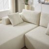 Modern Chenille Upholstered Sectional Sofa Couch Set, Modular L Shaped Sectional Living Room Sofa Set With 6 Pillows, Free Combination - Beige - Image 20