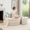 Modern Oversized Round Barrel Accent Chair With Ottoman Velvet Upholstered Lounge Armchair With 5 Pillows For Living Room Or Bedroom - Beige - Image 9
