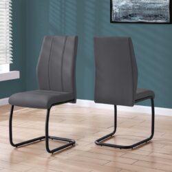 Dining Chair, Side, Upholstered, Contemporary & Modern (Set of 2) - Gray