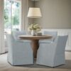 London - Upholstered Skirted Dining Arm Chair With Hidden Casters - Light Blue - Image 4