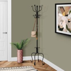 Coat Rack, Hall Tree, Free Standing, 8 Hooks, Entryway, Transitional - Black