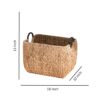 Rectangular Multi Purpose Water Hyacinth Woven Wicker Baskets With Handles - Natural / Brown - Image 3